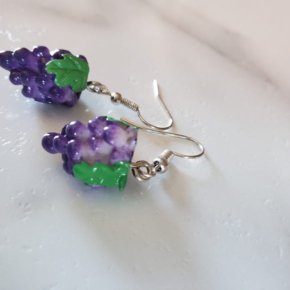 Bunch of Purple Grapes Earrings - Picture 8 of 9